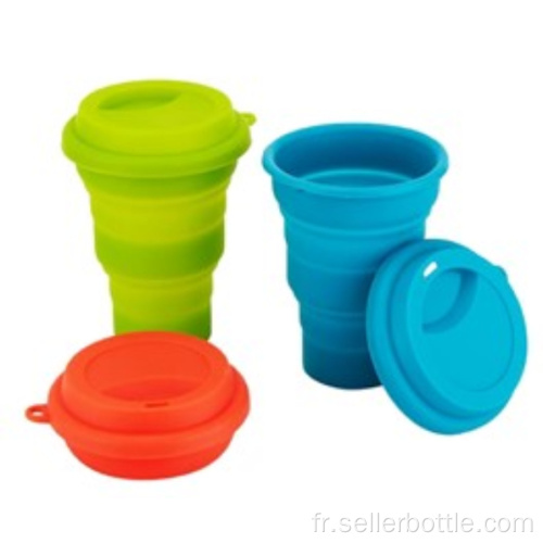 Tasse en silicone de couleur unie pliable de 430 ml